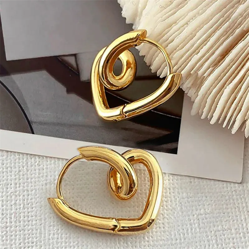 Love Heart Geometric Minimalist Elegant Classic Wedding Hollow Earring