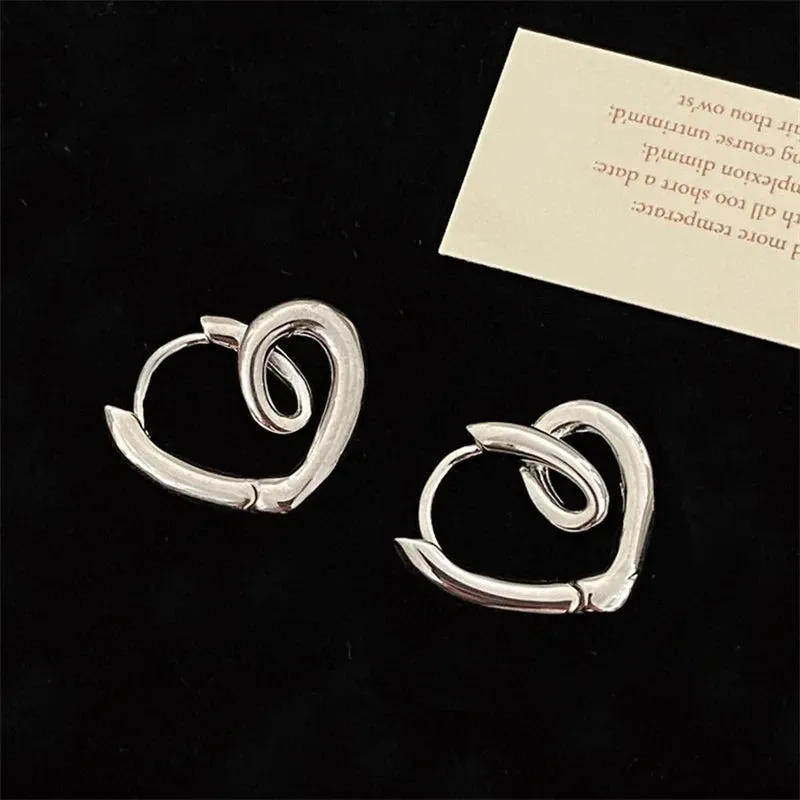 Love Heart Geometric Minimalist Elegant Classic Wedding Hollow Earring