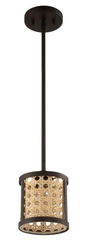 Malaya One Light Mini Pendant in Aged Bronze Brushed