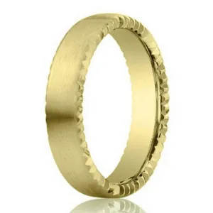 Men's 14K Yellow Gold Wedding Band, Rivet Edges | 4.5mm width