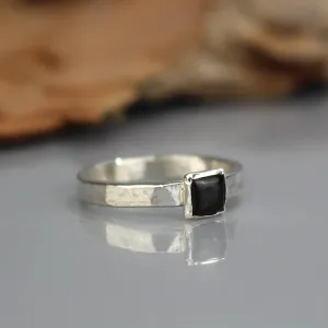 Mens Silver 6mm Onyx Ring