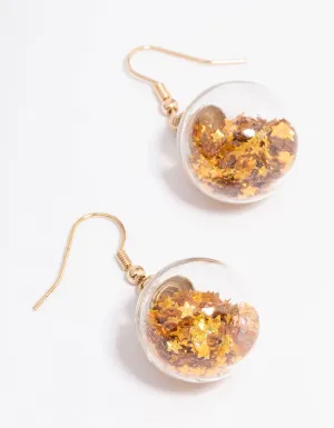 Mini Gold Glitter Bauble Drop Earrings