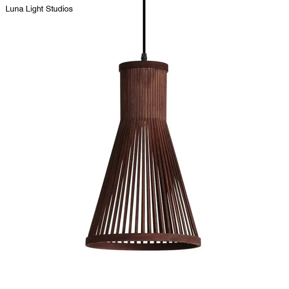 Modern Bamboo Cone Pendant Light Fixture - 16"/18"/23.5" H - 1 Light - Beige/Brown - Dining Room Lighting