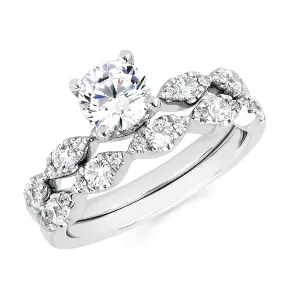 Modern Bridal: 1/4 Ctw. 3/4 Ct. Diamond Semi Mount with round Center Diamond in 14K Gold