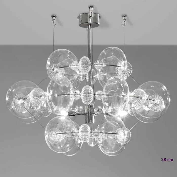 Modern Italian ceiling light with coloured glass spheres in 5 colours