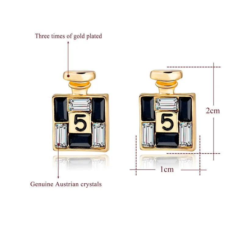 New Arrival Bijoux Gold Channel Earrings For Women Crystal Stud Earings Famous Brand Jewelry Brincos