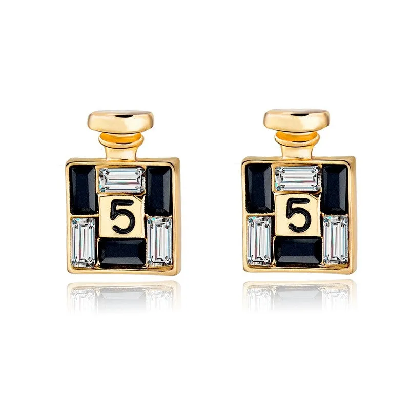 New Arrival Bijoux Gold Channel Earrings For Women Crystal Stud Earings Famous Brand Jewelry Brincos