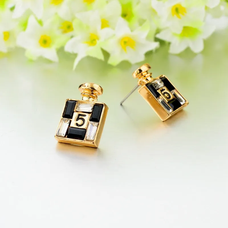 New Arrival Bijoux Gold Channel Earrings For Women Crystal Stud Earings Famous Brand Jewelry Brincos