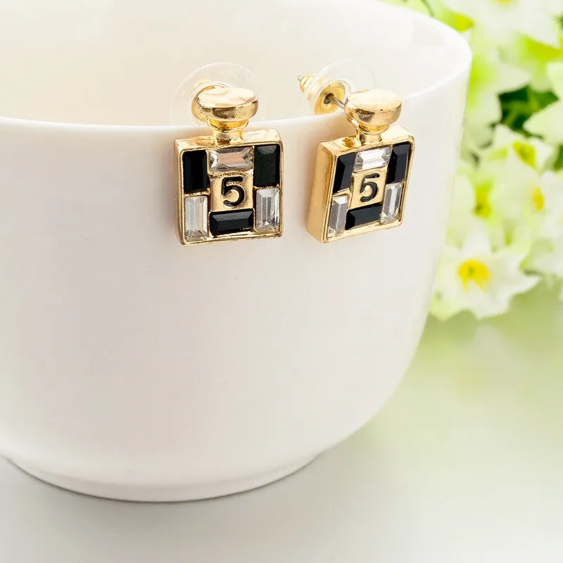 New Arrival Bijoux Gold Channel Earrings For Women Crystal Stud Earings Famous Brand Jewelry Brincos