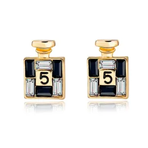 New Arrival Bijoux Gold Channel Earrings For Women Crystal Stud Earings Famous Brand Jewelry Brincos