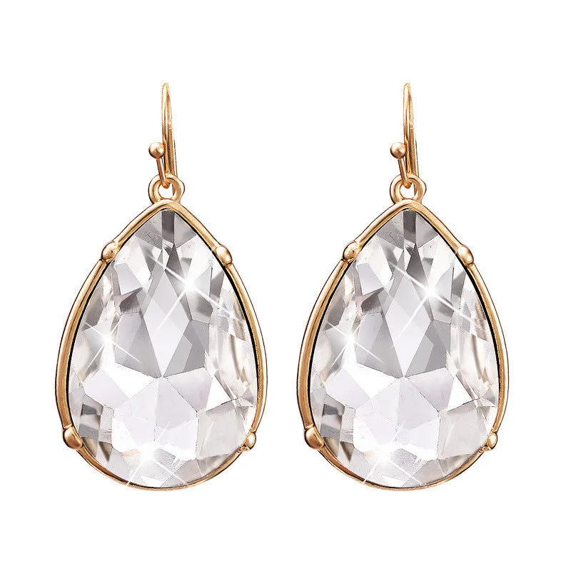 New Arrival Fashion Women Shiny Big Crystal Water Drop Statement Earring