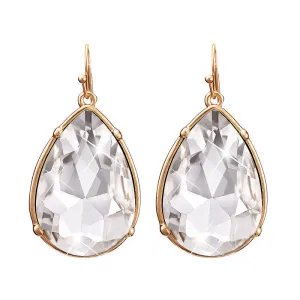 New Arrival Fashion Women Shiny Big Crystal Water Drop Statement Earring