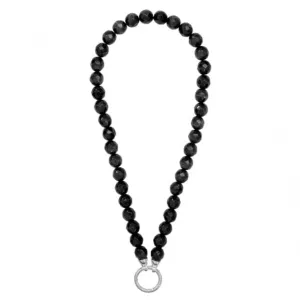 Nikki Lissoni Faceted Black Cats Eye 48cm Silver Beaded Necklace N1000S48