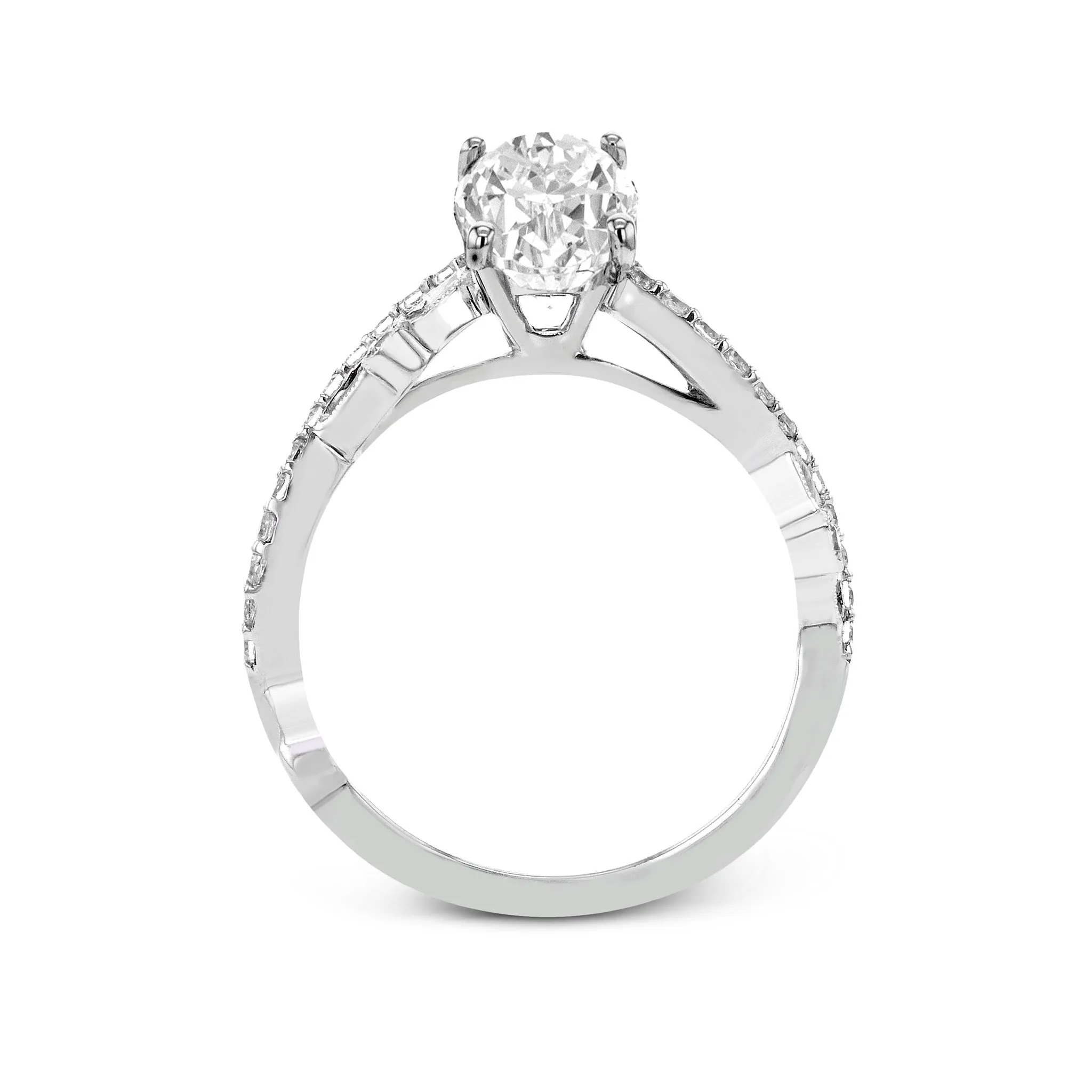 Oval-Cut Criss-Cross Engagement Ring In 18k Gold With Diamonds