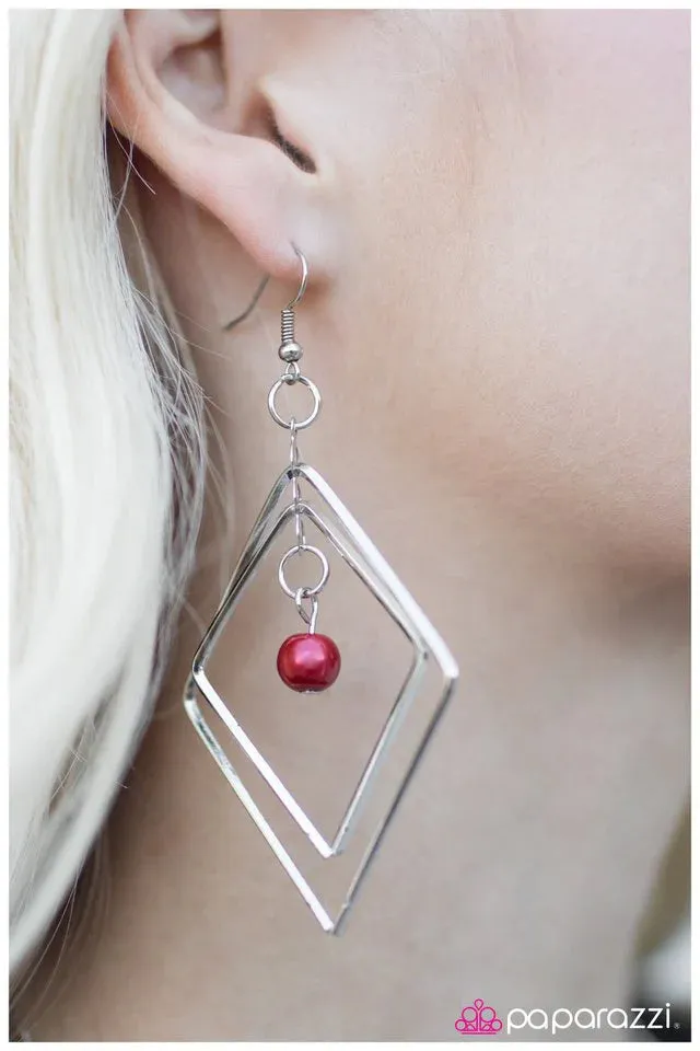 Paparazzi Earring ~ A Saving Grace - Red