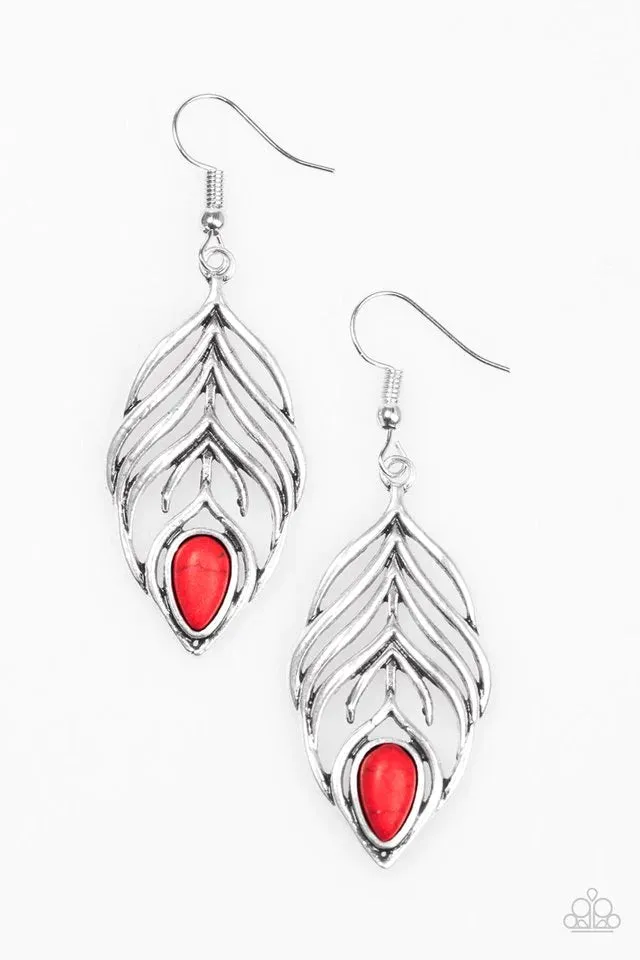 Paparazzi Earring ~ Bold Little Bird - Red