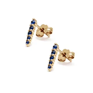 Pavé Pointe Stud Earring (Medium) - Yellow Gold & Blue Sapphire