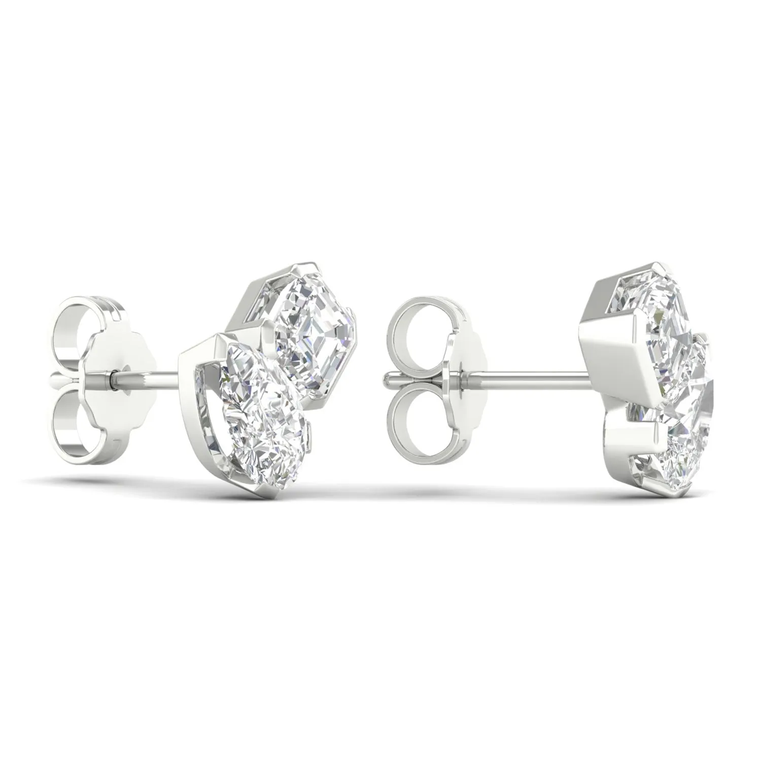 Pear Cushion Diamond Two Stone Studs