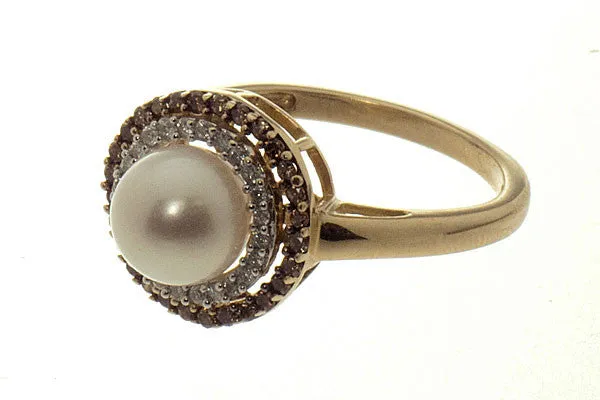 Pearl & Champagne Diamond Ring