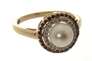 Pearl & Champagne Diamond Ring