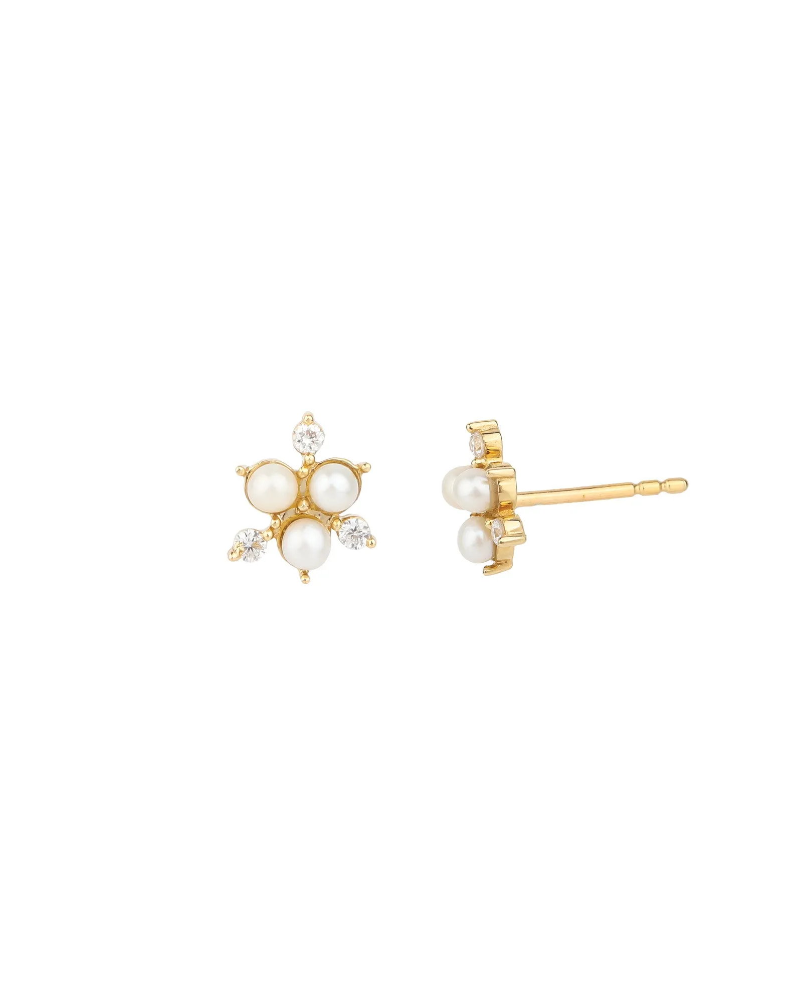 Pearl Diamond Cluster Studs