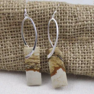 Picture Jasper Long and Dangling Earrings