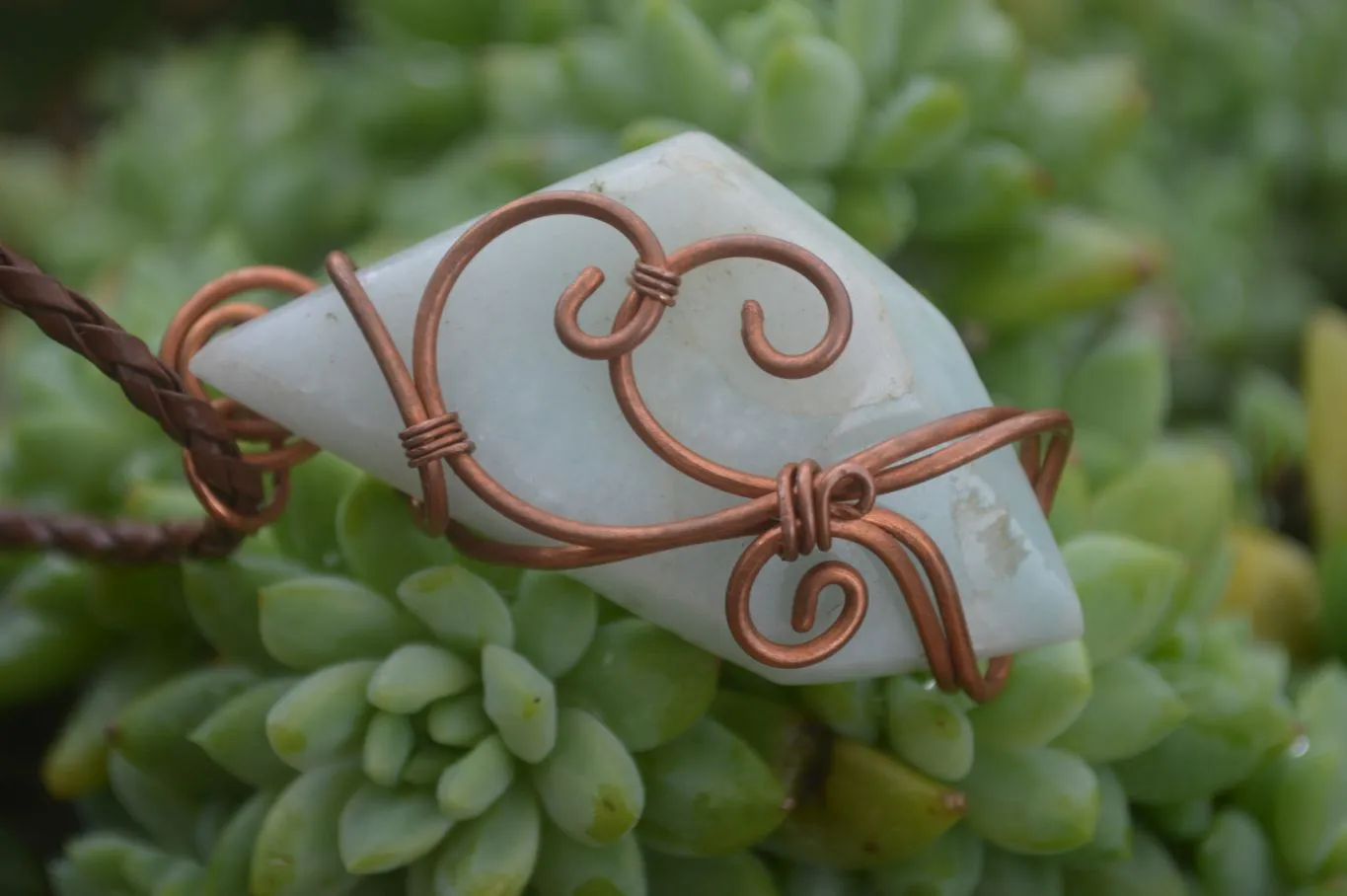 Polished Copper Wire Wrapped Blue Smithsonite Jewellery Pendants x 6 From Congo