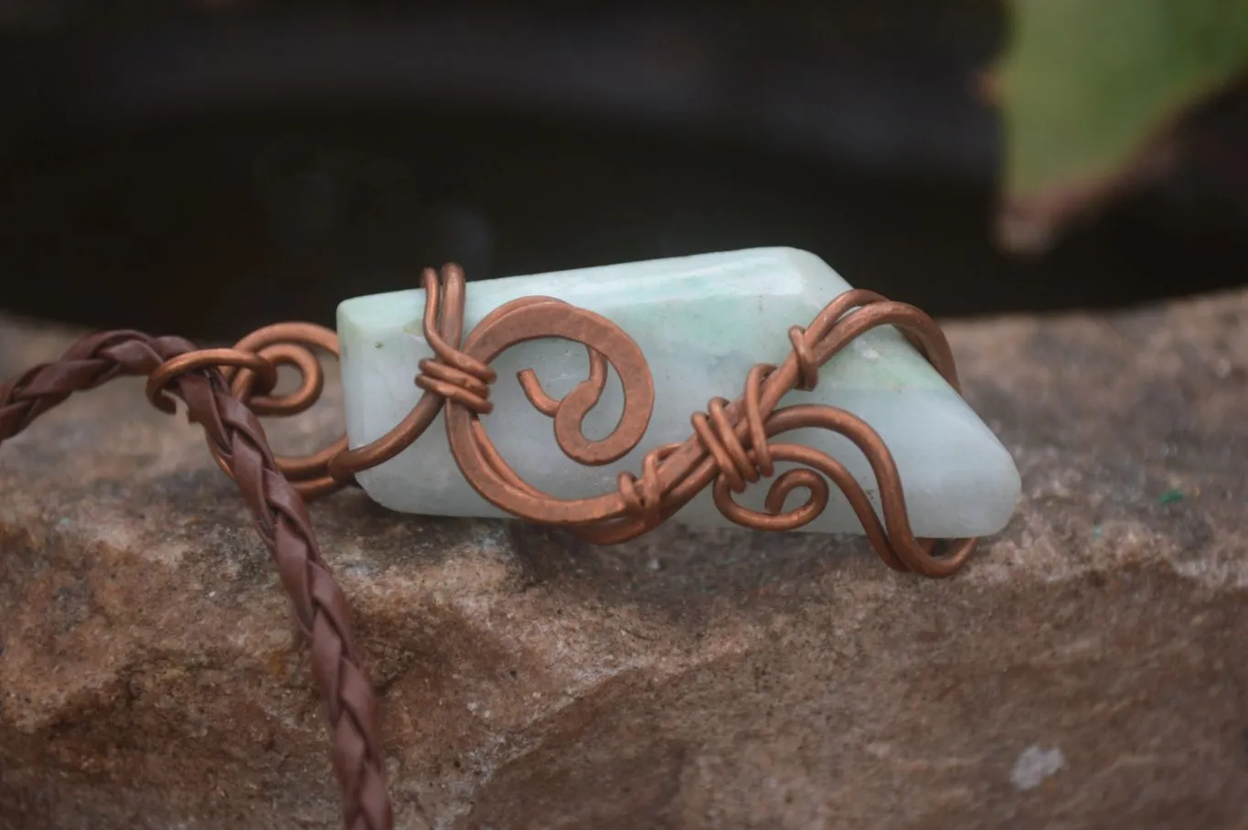 Polished Copper Wire Wrapped Blue Smithsonite Jewellery Pendants x 6 From Congo