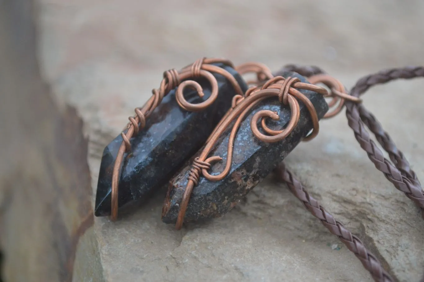 Polished Copper Wire Wrapped Blue Smithsonite Jewellery Pendants x 6 From Southern Africa