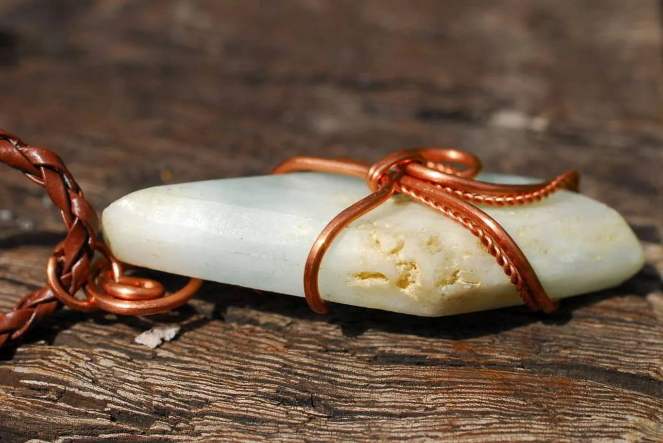 Polished Facetted Freeform Smithsonite Crystals Set In Copper Art Wire Wrap Pendant - sold per piece From South Africa