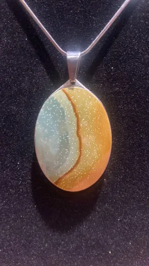 Polychromatic Jasper Oval Crystal Pendant (XL)