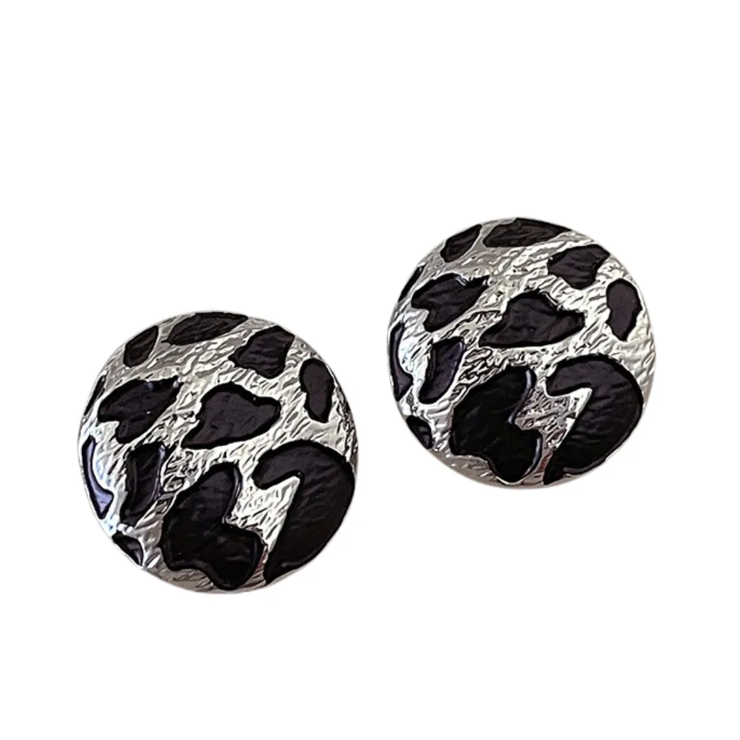 Pre Order:  Irregular Leopard Print Round Earrings