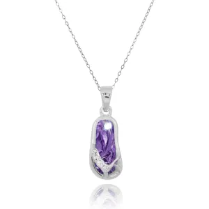 Purple Flip Flop Pendant Necklace with Charoite and Crystal