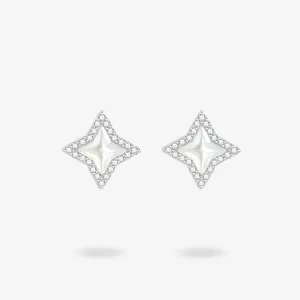 "Starlit Melody" Sterling Silver White Pearl Earrings