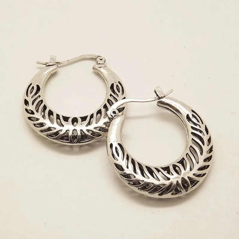 Retro Antique Tibet Silver Vine Hollow Filigree Vintage Earrings For Women Girls