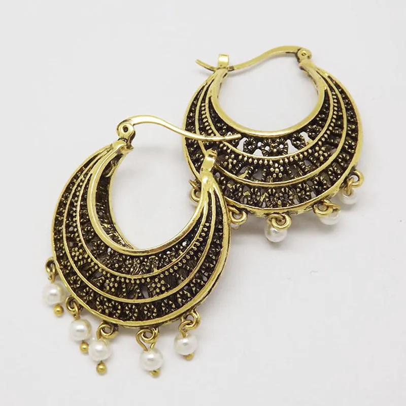 Retro Antique Tibet Silver Vine Hollow Filigree Vintage Earrings For Women Girls