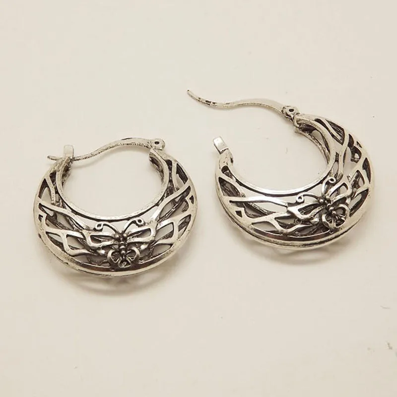 Retro Antique Tibet Silver Vine Hollow Filigree Vintage Earrings For Women Girls