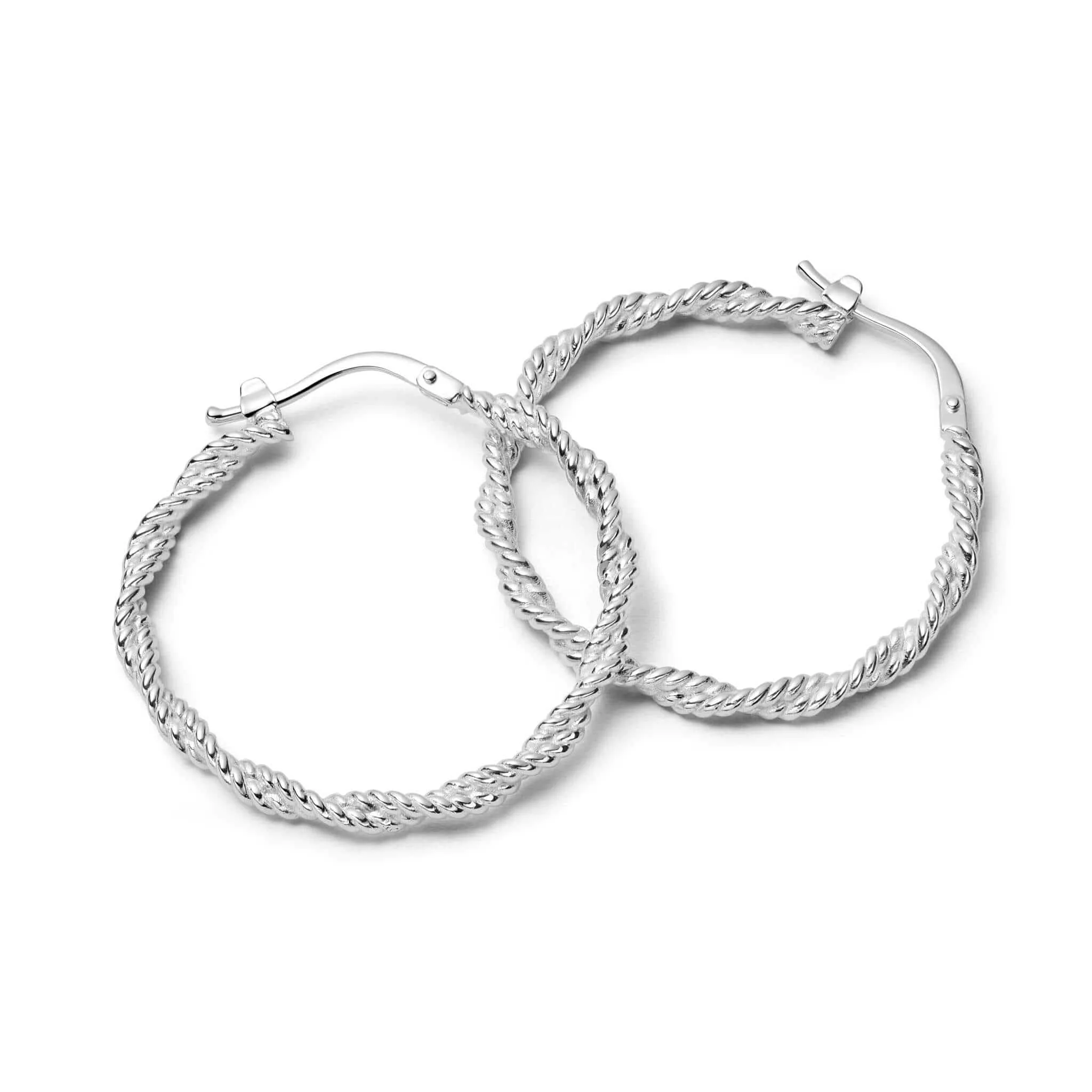 Rope Twist Hoop Earrings Sterling Silver