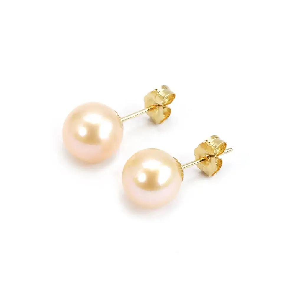 Rose Freshwater Pearl Stud Earrings | 8.5 x 9mm