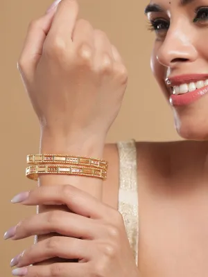 Rubans Set of 2 18K Gold-Plated Rectangular Motif Bangles