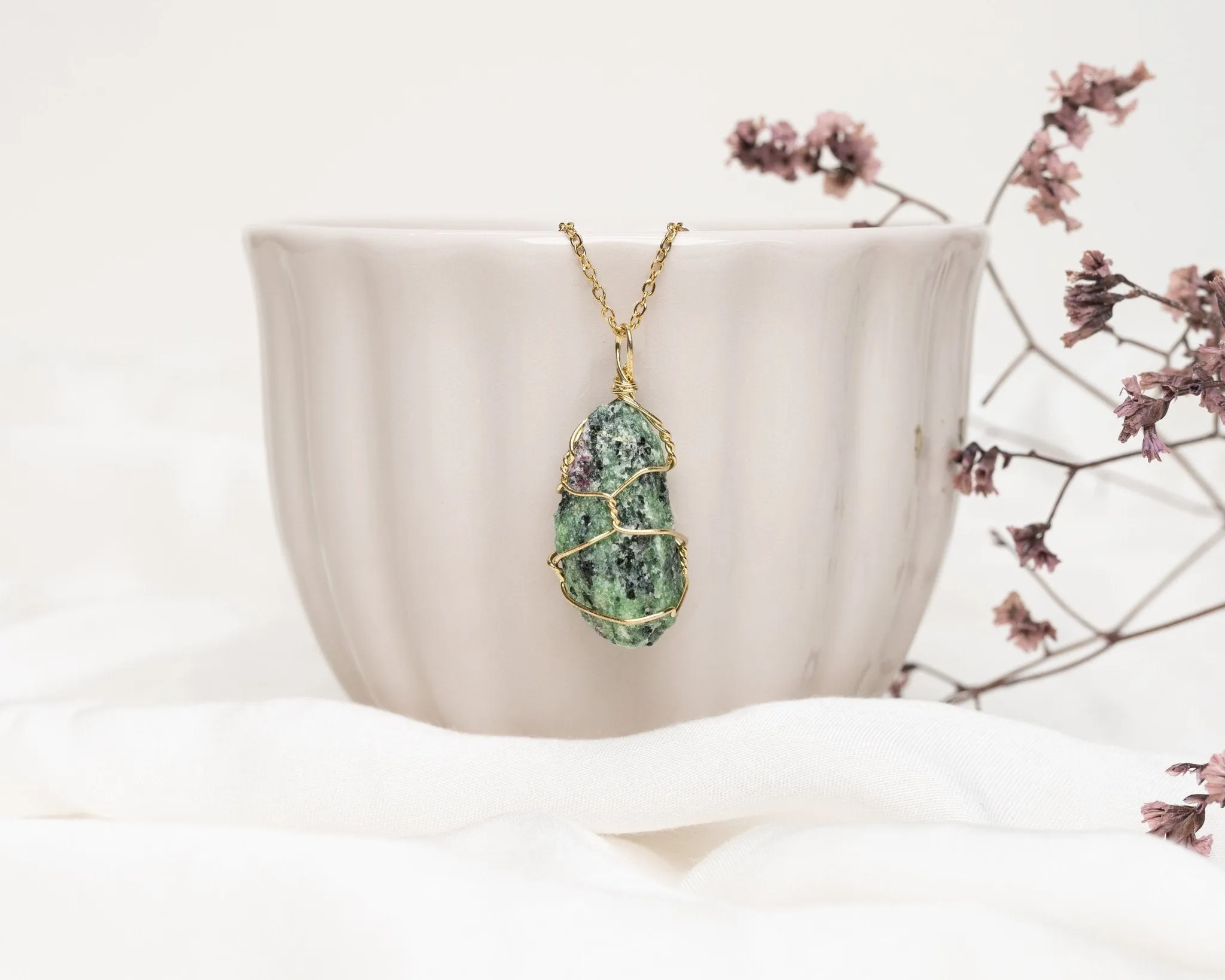 Ruby in Zoisite Raw Pendant