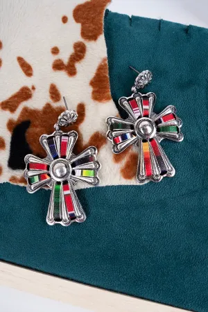 SALE! Multi-Color Stitched Cross Earrings