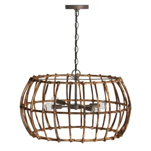 Sanibel 4-Light Pendant in Blazed Rattan and Nordic Grey