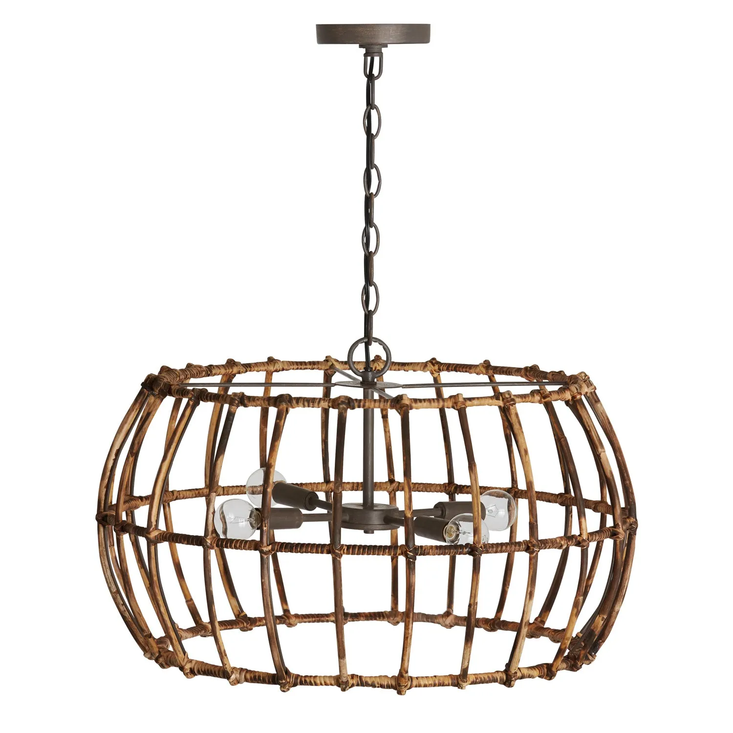 Sanibel 4-Light Pendant in Blazed Rattan and Nordic Grey