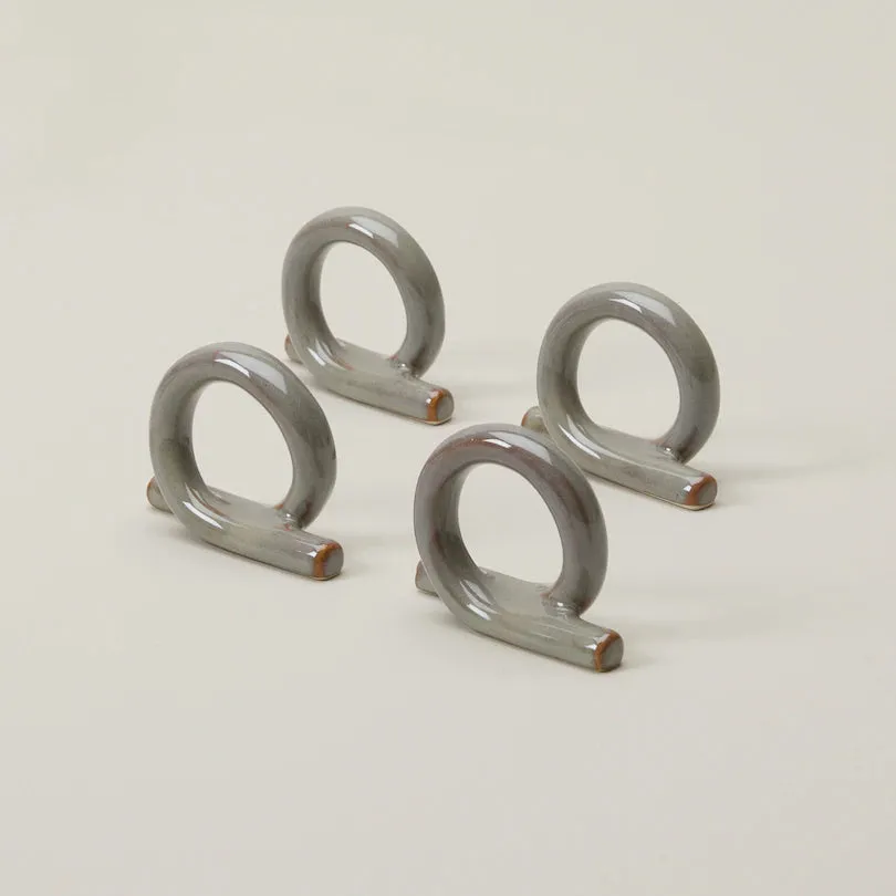 SET OF 4 STONEWARE LOOP NAPKIN RINGS, SAHARA