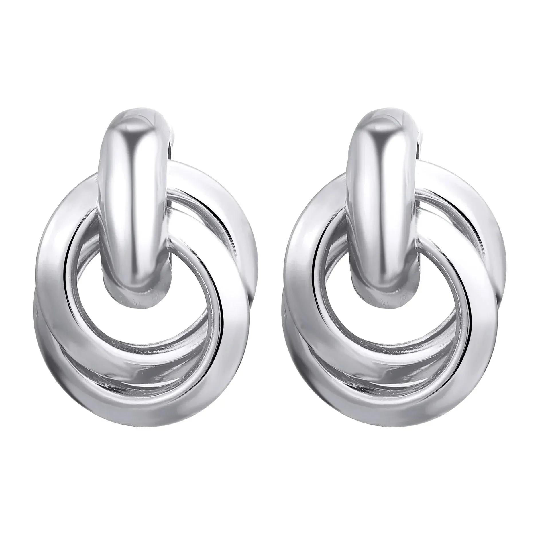 Silver Color Knot Hoop Shiny Plating Cute Daily Wear Gifts Wholesale Gold Earring