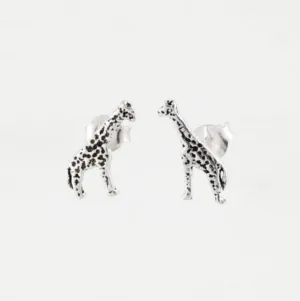 Silver Giraffe Ear Stud - Unique Animal Jewelry for Fashionable Individuals