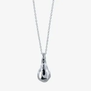 Silver Hammered Teardrop Pendant Necklace