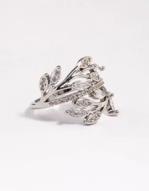 Silver Leafy Vine Cubic Zirconia Ring