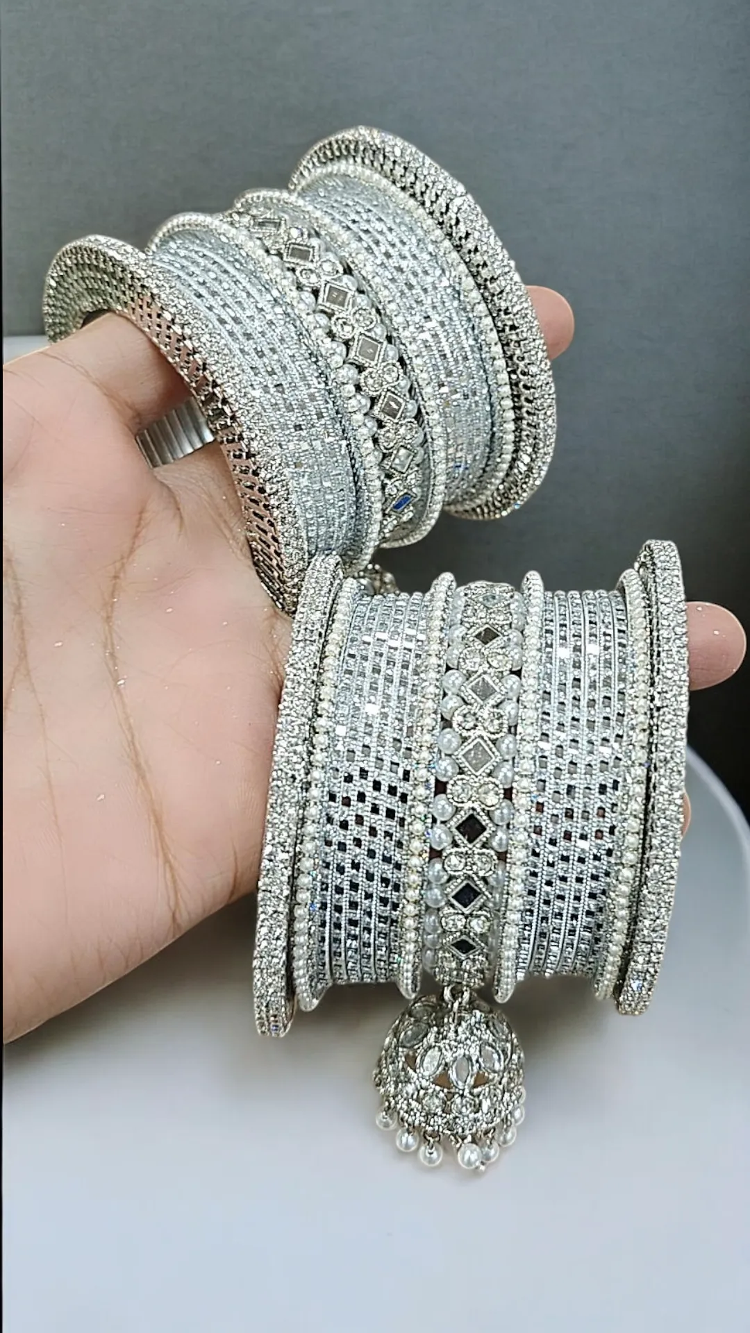 Silver Pearl Pakistani Wedding Bangles, Indian Bangle Collection, Silver Bangle Sets, Bridal Sets, Pakistani Jewelley, Fashion Bracelet, Bridal Kada, Indian Chooda